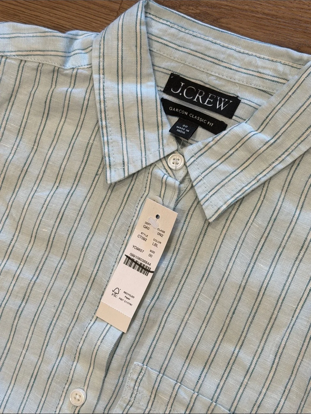 J Crew Garçon classic button-up shirt in striped linen